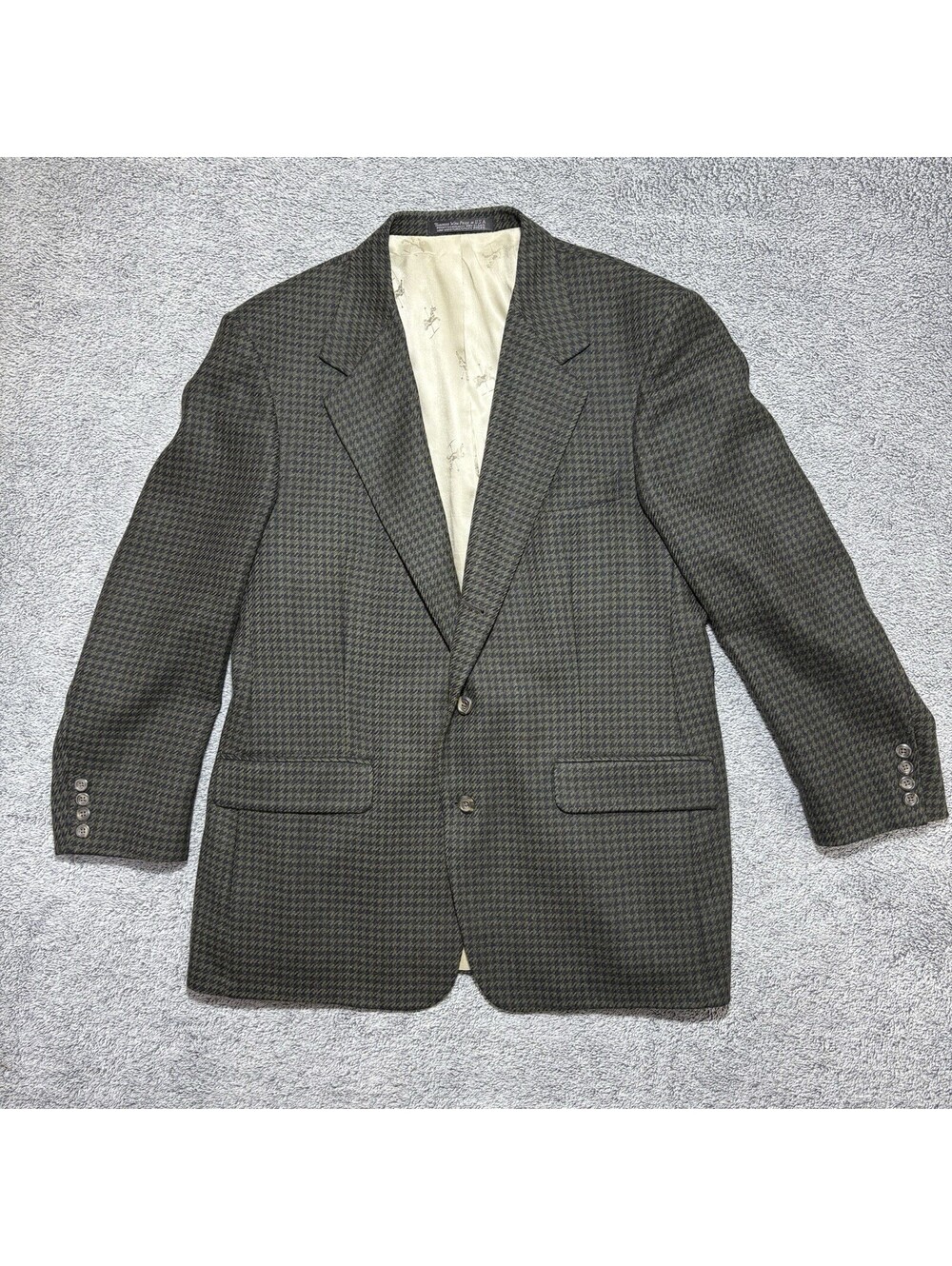 Harold Powell Wool Houndstooth Dark Green/Gold Blazer Men’s Size 42R